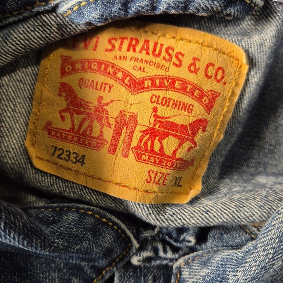 Levis‎ Denim Trucker Jacket Mens XL Bleach Faded Acid Wash Jean 100% Cotton - Picture 4 of 9